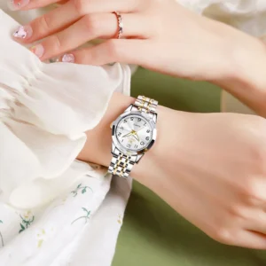 Two Tone Watches For Women Fashion Gold Sliver Stainless Steel