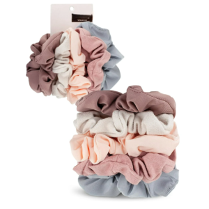 Matte Hair Scrunchies, 5 Pack (Pink)