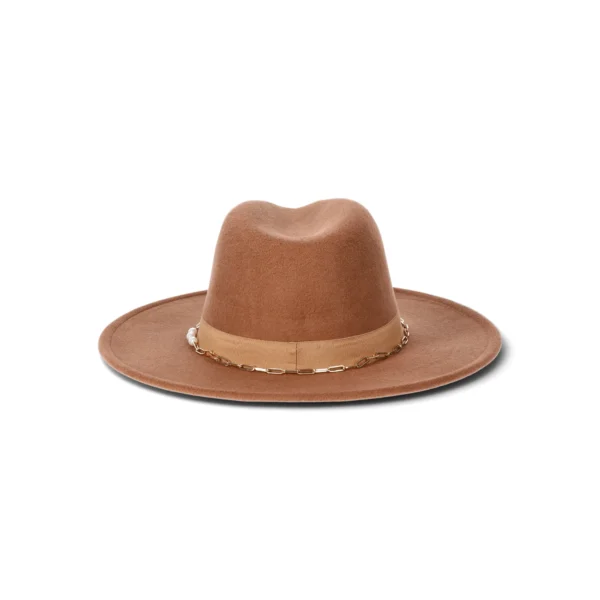 Women's Fedora with Chain and Pearlescent Bead Band - Image 3