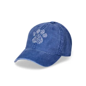 Women's Cotton Twill Flower Paw Baseball Hat, Blue Comet