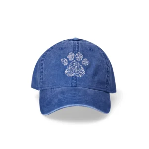 Women's Cotton Twill Flower Paw Baseball Hat, Blue Comet