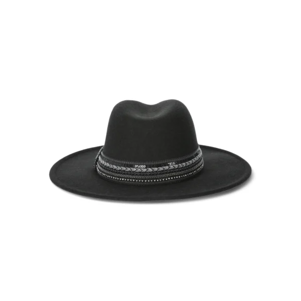 Women's Fedora with Beaded and Sequined Band, Black - Image 3