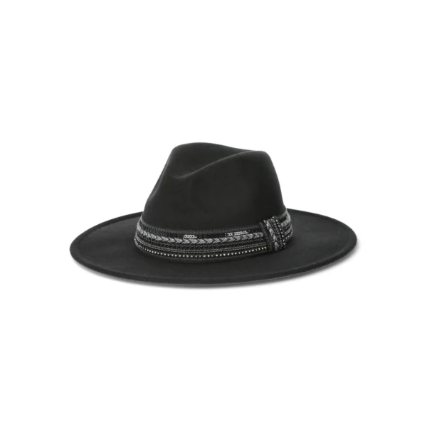 Women's Fedora with Beaded and Sequined Band, Black - Image 2